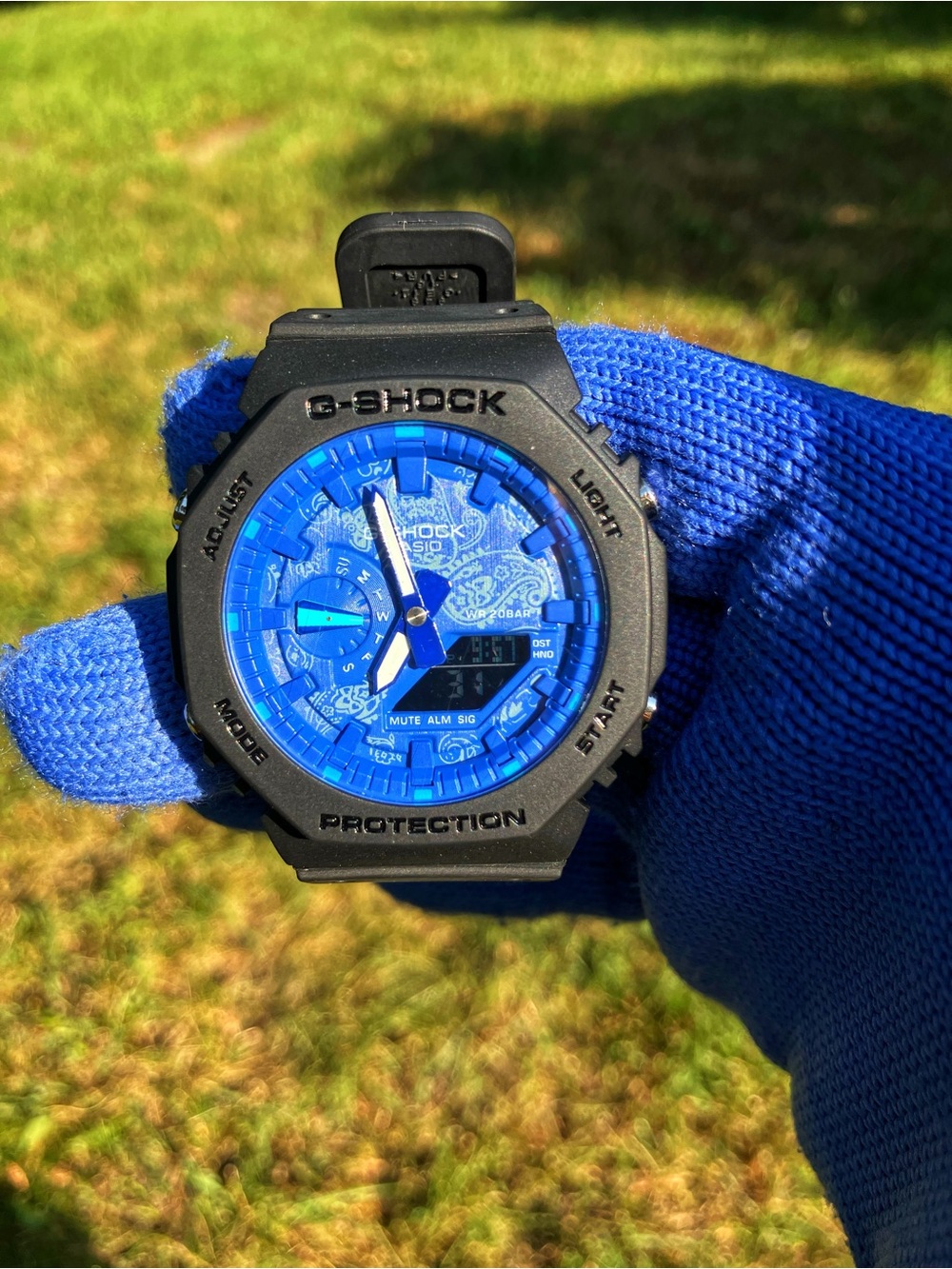 Custom G Shock Ga-2100 Blue Pattern Style